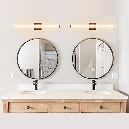 Ultralux Slim LED Vanity Light Bar - Wall Mounted, TRIAC Dimmable, Modern Bathroom Mirror Light - 14.5 W, 3000K (24 inch - 1 Pack, Black) - color: Black