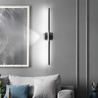 Vanity Lights for Bathroom– 32 Inch Black Bathroom Light Fixture Over Mirror LED Dimmable 6000K Cool White with Built-in Downlight Modern Matte Black Aluminum - size: 32 Inch