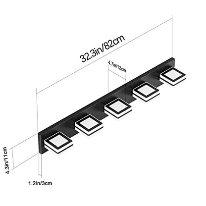 Ralbay Modern LED Black Vanity Light 5 Lights Modern LED Bathroom Vanity Lights Over Long Mirror Acrylic Up and Down Matte Black Bath Wall Lighting Fixtures - color: Black, size: 5 Light