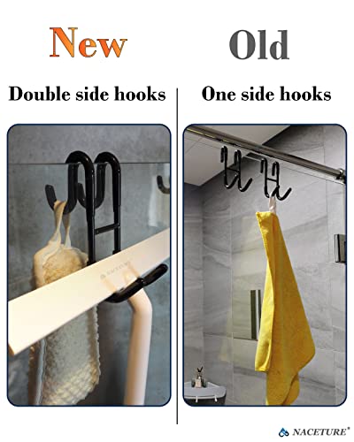 Frameless Shower Door Hooks, 2 Pack Bathroom Towel Hooks(Black) | For hanging towels, robes, squeegees and bath accessories on frameless shower doors. - style: Black 2 Pack
