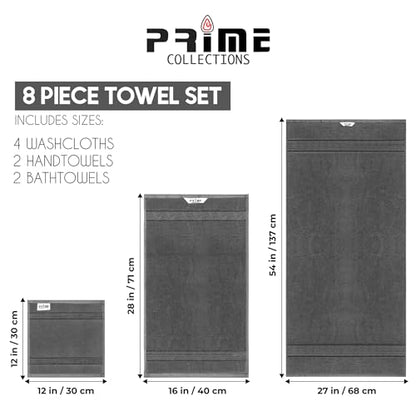 Ultra Soft Luxury Bamboo Viscose Cotton Bath Towel Set 8 Piece Towels 600 GSM 2 Bath Towels 2 Hand Towels and 4 Washcloths (Dark Grey, 8) - color: Dark Grey