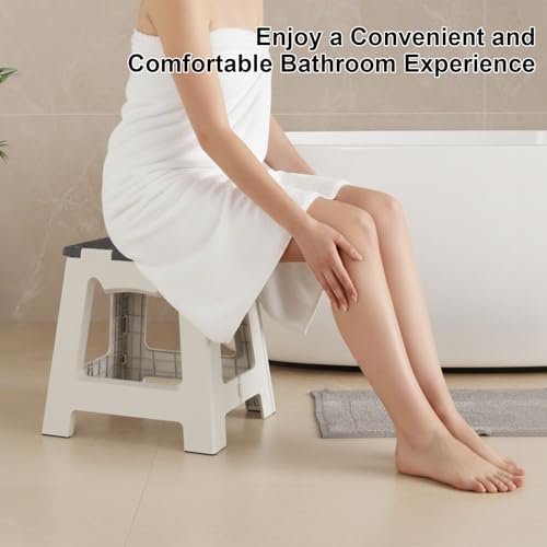 Foldable Shower Stool for Shaving Legs, Plastic Foot Rest Stools to Shave Leg, Folding Small Corner Step Seat for Inside Shower, Collapsible Bench Chair for Travel/Bathroom, Waterproof,13" Height