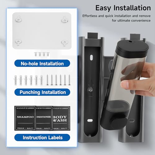Shampoo and Conditioner Dispenser, 3 Chamber 300ml, Wall Mounted, Black | Shower Soap Dispenser, Refillable Hand Soap Dispensers, Body Wash Dispenser for Bathroom, Kitchen, Hotel, Home - color: Black, size: 3 Chamber