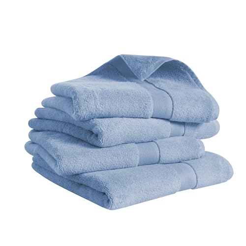 by Craft Cottage LLC - Zero Twist - Luxury Cotton & Rayon from Bamboo Towel Set of 4 Bath Towels (28x54) – Ultra Soft, Absorbent & Quick Drying – Multiple Colors (Blue) - color: Blue