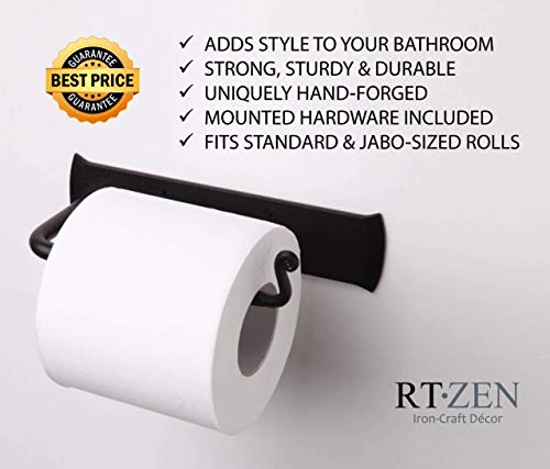 Rustic Wrought Iron Bathroom Toilet Paper Holder | Handcrafted Wall Decor Toilet Roll Holder, Wall Mount Bar, Stylish Modern Farmhouse Bathroom Decor, Metal Storage Accent - style: High End