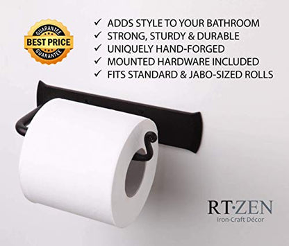Rustic Wrought Iron Bathroom Toilet Paper Holder | Handcrafted Wall Decor Toilet Roll Holder, Wall Mount Bar, Stylish Modern Farmhouse Bathroom Decor, Metal Storage Accent - style: High End