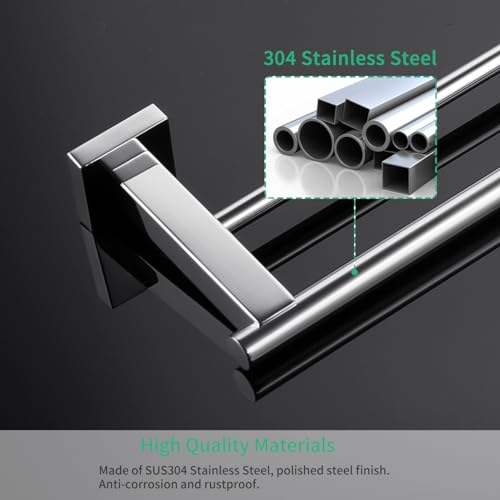 Miyili Bathroom Double Towel Bar 30-Inch Stainless Steel Bath Hand Towel Rack Wall Mount Polished Finish, A02C75B - color: Polished Steel, size: 30-Inch