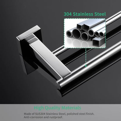 Miyili Bathroom Double Towel Bar 30-Inch Stainless Steel Bath Hand Towel Rack Wall Mount Polished Finish, A02C75B - color: Polished Steel, size: 30-Inch