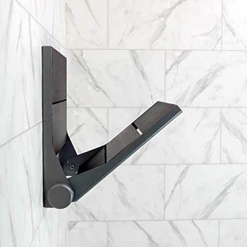 SerenaSeat 26" Shower Seat, Wall-Mounted- Oil Rubbed Bronze | Premium bamboo seat, durable aluminum frame, folds flat when not in use - size: 26" Inch Width