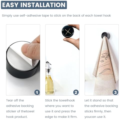 3-Piece Adhesive Towel Hook Set - Black Silicone Claw Towel Holder for Kitchen, Bathroom, Outdoor Use - color: Black