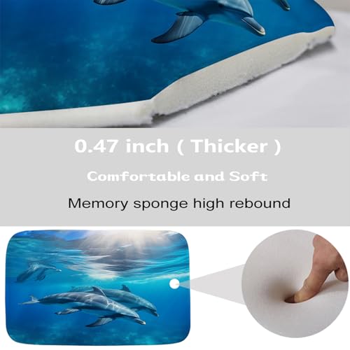 Bathroom Mat Set Ocean Nautical Boys Bathroom Rugs Sets 3 Piece Undersea Dolphins, Memory Foam Bath Rugs, U-Shaped Toilet Rug Non Slip Absorbent Blue - color: Color4