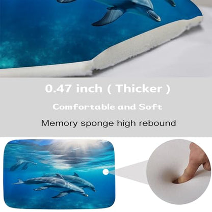 Bathroom Mat Set Ocean Nautical Boys Bathroom Rugs Sets 3 Piece Undersea Dolphins, Memory Foam Bath Rugs, U-Shaped Toilet Rug Non Slip Absorbent Blue - color: Color4