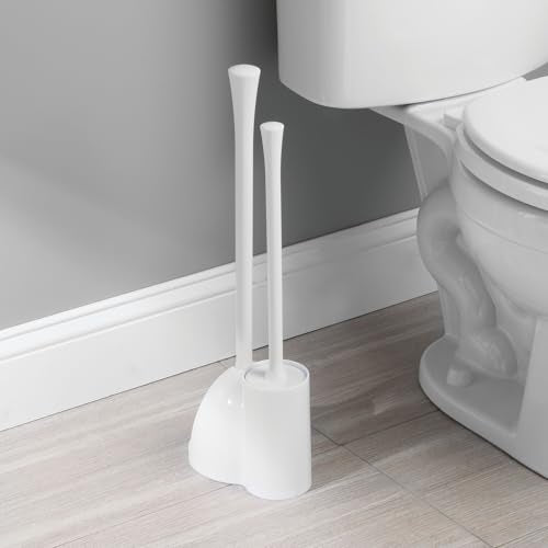 iDesign Compact Plunger Set, White, Set of 2 | Toilet Brush, Bathroom Cleaning, Storage - color: White, style: Pack of 2
