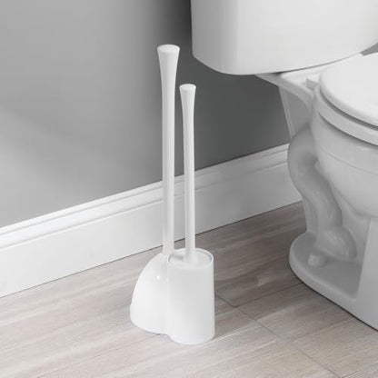 iDesign Compact Plunger Set, White, Set of 2 | Toilet Brush, Bathroom Cleaning, Storage - color: White, style: Pack of 2