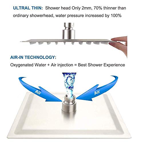 Shower Only Faucet Set Brushed Nickel, Bathroom Rain Mixer Shower Head Set Wall Mounted Rainfall Shower System Single Handle Shower Trim Kit with Rough-in Valve - color: Brushed Nickel, size: 8 Inch (Wall Mount)