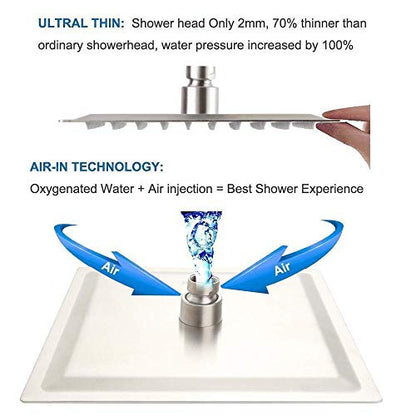 Shower Only Faucet Set Brushed Nickel, Bathroom Rain Mixer Shower Head Set Wall Mounted Rainfall Shower System Single Handle Shower Trim Kit with Rough-in Valve - color: Brushed Nickel, size: 8 Inch (Wall Mount)