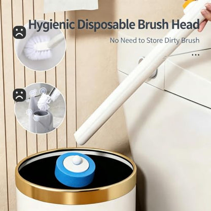 Disposable Toilet Wand Kit with 30 Refills,Wall-Mounted Holder & Storage Caddy,Toilet Brush for Deep Toilet Cleaning, Bathroom Accessories for Home, Dorm & RV(1 Wand+30Refills)
