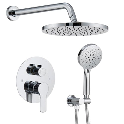 Iriber Shower System Wall Mounted Shower Faucet Mixer Set with Luxury High Pressure Shower head and 3-Setting Handheld, Bathroom Shower Trim Kit Contain Pressure Balance Valve,Polished Chrome - color: Chrome