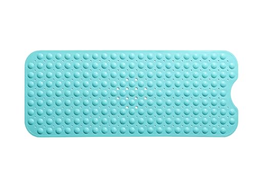 Extra-Long Non-Slip Bathtub & Shower Mat 39”x16” (Smooth/Non-Textured Tubs Only) Safe, Clean, Machine-Washable, Superior Grip&Drainage, Vinyl, Opaque Turquoise/Green-Blue - color: Opaque Turquoise (Green-blue), size: 39" x 16" (Rectangular)