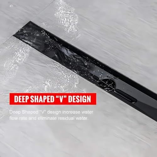 SaniteModar Linear Shower Drain 20 inch Matte Black with Tile Insert Panel | AISI 304 Stainless Steel Black Linear Dain Rectangle Shower Floor Drain with Hair Strainer and Leveling Feet - color: Black Tile Insert Grate, size: 20 inch