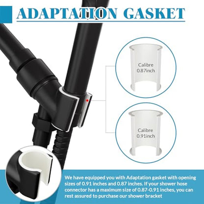 Adjustable Handheld Shower Head Holder Bracket Easy Wall Mount Shower Head Mount for Bathroom Hand Shower All Metal Adjustable Shower Bracket for Connecting Shower Arm and Shower Hose (Black) - color: Matte Black