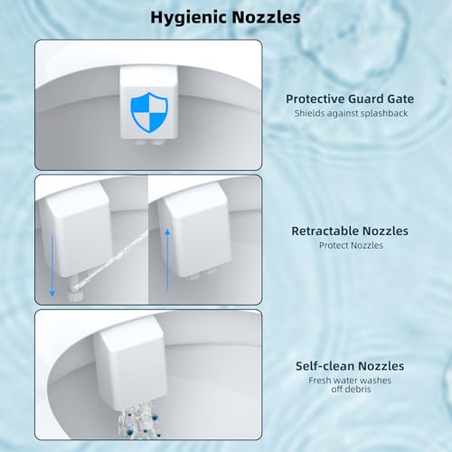 Hibbent Bidet Attachment for Toilet, Non-Electric Dual Nozzle for Frontal & Rear Wash, Adjustable Water Pressure Control, Fresh Water Bidet Toilet Seat, Self Cleaning Water Sprayer, Matte Black - color: Matte Black