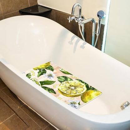 Bathtub Mats for Shower Tub, Watercolor Seamless Pattern with Lemon Anti-Slip Bath Mats for Inside Tub, Bathroom Shower Mats with Drain Holes and Suction Cups - color: Multi 07