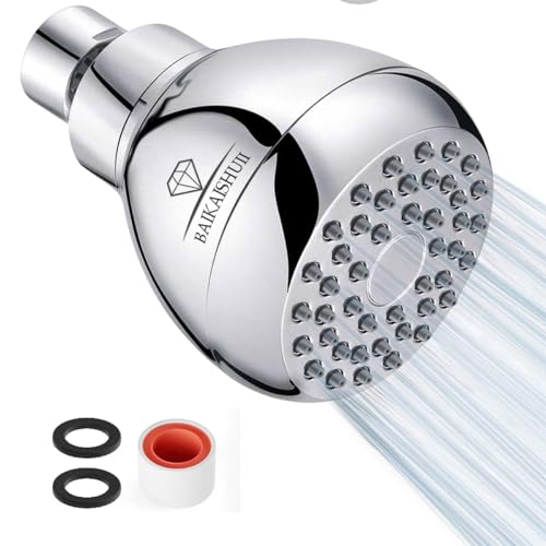 High Pressure Shower Head 3 Inches Showerhead Chrome with Adjustable Swivel Joint Best Pressure Boosting Wall Mount Fixed Bathroom Showerhead For Low Flow Showers Anti-clog leak 1.8 GPM DOE CEC - color: 1Pcs