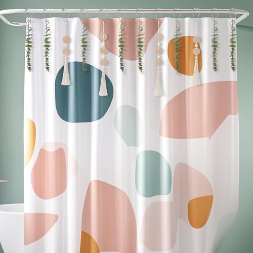 Set of 12 Boho Eucalyptus Shower Curtain Hooks Rings Rustic Farmhouse Decor Rustproof Metal Decorative Hanger Set for Home Bathroom Bedroom Baby Room Curtain Decor - style: Woodchip