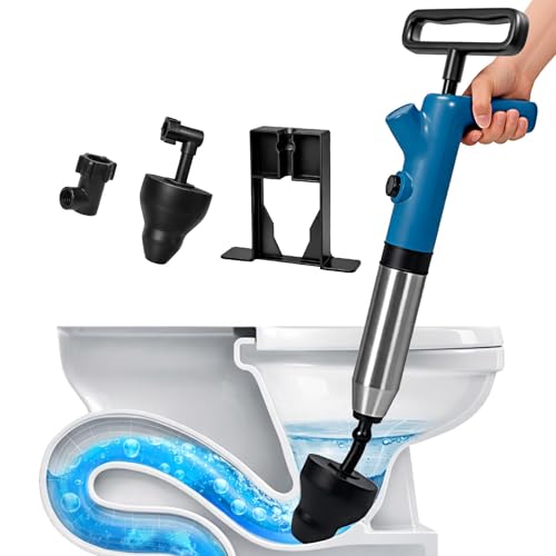 BOTEMY High Pressure Toilet Plunger & Drain Auger with Real-Time Gauge, Heavy-Duty Air Unclogger for Toilets, Sinks & Drains