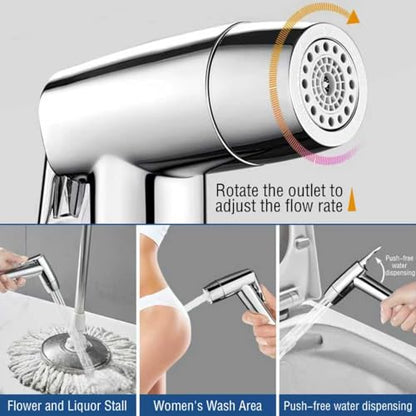 Handheld Bidet Sprayer Toilet,Kitchen Bathroom Douche Cloth Washing Diaper Cleaning Shower Head with 59 inches Telescopic Hose and G1/2, 55/64", 15/16" Faucet Adapters, Hair Washing, Dog Shower