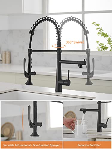 Matte Black Kitchen Faucet with Sprayer,AIMADI Commercial Single Handle | One Hole Pull Down Sprayer Kitchen Faucets - color: Matte Black, style: Commercial