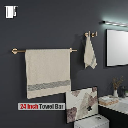 JQK Champagne Bronze Towel Bar, 27 Inch 304 Stainless Steel Thicken 0.8mm Towel Rack Bathroom, Towel Holder Wall Mount, Useable Length 24 Inch, TB110L24-CB - color: Champagne Bronze, size: 27 Inch