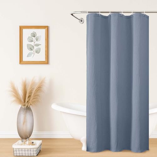 Aiyufeng 3D Textured Sky Blue Small Shower Curtain for Bathroom, Fabric Shower Curtain Heavy Duty Cloth, Stall Size Narrow Bathroom Curtains, Machine Washable, 36x72 Inches - color: Sky Blue, size: 36"W x 72"L (Pack of 1)