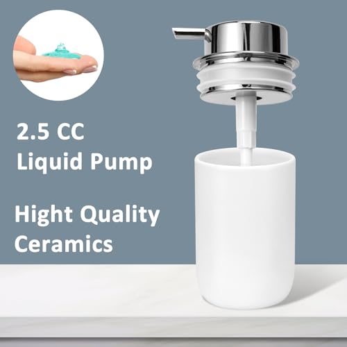 Soap Liquid Dispenser Ceramic with Easy-to-Press Pump Hand Liquid Dispenser for Shampoo Bathroom Countertop 13.5 oz - color: Liquid-silverwhite