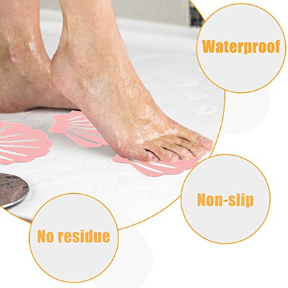 Bathtub Stickers Non Slip, Shell Shaped Tubs Safety Shower Treads, Adhesive Sticker for Bathroom Bathtub, Shower Floor,Pink(12Pcs) - color: Pink