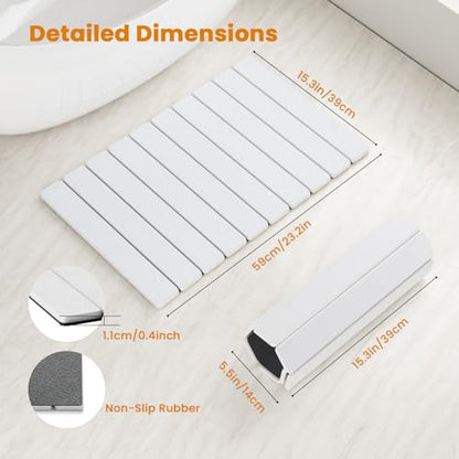 Dayacoco Foldable Stone Bath Mat, 23.2 x 15.3 in Non Slip Diatomaceous Earth Bath Mat, Stone Drying Mat for Bathroom, Kitchen, Easy to Clean (White) - color: White