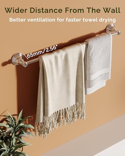 Towel Bar 24inch, Stainless Steel Bathroom Towel Rack Wall Mounted, Heavy Duty Towel Rod, Towel Holders for Bathroom, Kitchen (Chrome) - color: Chrome