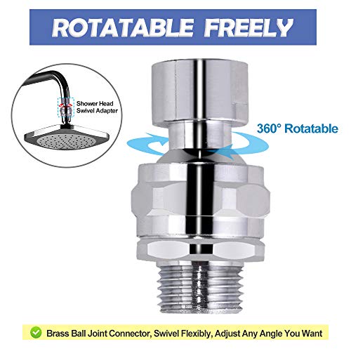 Shower Head Swivel Ball Adapter Brass Adjustable Shower Arm Connector Universal Showering Component Shower Arm Extension, Polished Chrome - color: Polished Chrome
