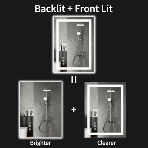 26"x38" LED Bathroom Mirror with Lights, Dimmable, Anti-Fog, Lighted Bathroom Vanity Mirror for Wall, Backlit + Front Lit, Memory Function, Shatter-Proof, Tempered Glass - size: 38"L x 26"W