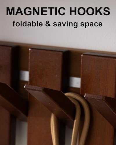 Wooden Coat Rack Wall Mount with Shelf, Heavy Duty Entryway Organizer with 4 Hooks,Coat Hooks Hanger for Coats, Hats, Bags & Towels, Walnut Wall Hanger for Hallway, Bedroom, Kitchen (4 Hooks) - size: 4 Hooks