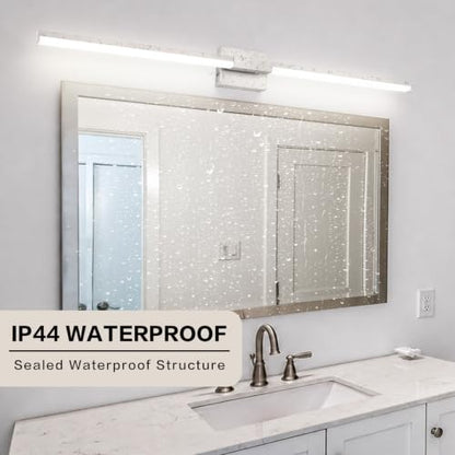 SOLFART Vanity Lighting Fixtures 48-Inch: Brushed Nickel Dimmable Bathroom Light Fixtures Over Mirror, Built-in Dimmer, Thickened Aluminum Body, 360 Degree Rotation, ETL IP44 - color: Brushed Nickel-6000K, 5-Step Brightness Control, size: 48 inch