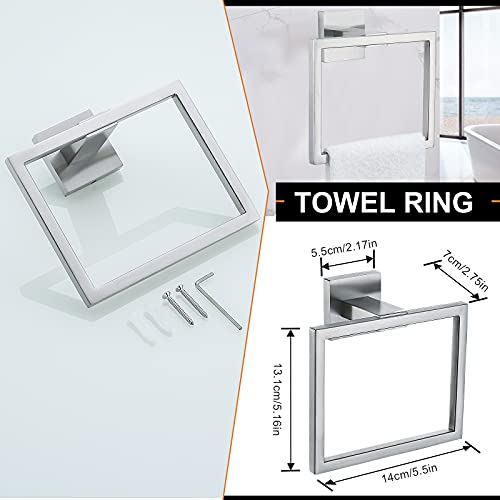 YACVCL 5-Piece Bathroom Hardware Accessories Set 23.6 inch Towel Bar Towel Rack Sets Modern Towel Ring Kit Stainless Steel Wall Mounted (Brushed Nickel) - color: Brushed Nickel