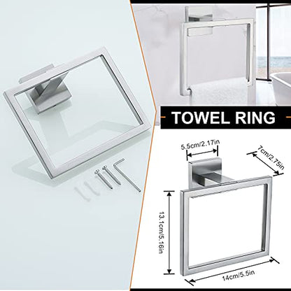YACVCL 5-Piece Bathroom Hardware Accessories Set 23.6 inch Towel Bar Towel Rack Sets Modern Towel Ring Kit Stainless Steel Wall Mounted (Brushed Nickel) - color: Brushed Nickel