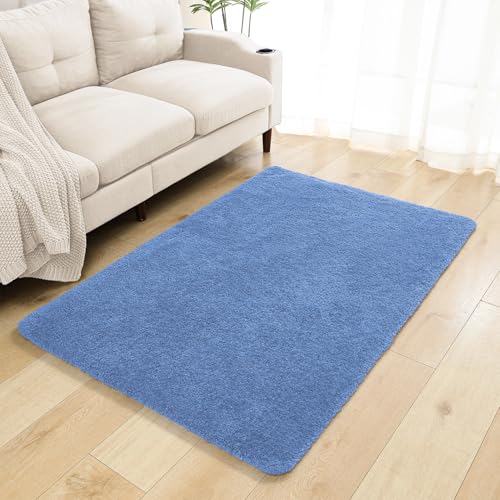 Blue Bathroom Rugs 40"x60" – Oversized Plush Non-Slip Microfiber Bath Mat, Absorbent & Washable – Ideal for Large Bathrooms or Living Rooms - color: Blue, size: 3'4" x 5' (Rectangular)