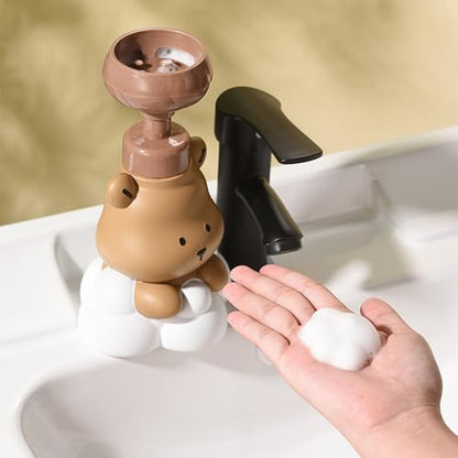Pump Bottle, Cartoon Bear Shaped Foam Soap Dispenser Foam Dispenser for Bathroom Refillable Hand Sanitizer and Shampoo Pump Bottle, Bear paw bottle brow