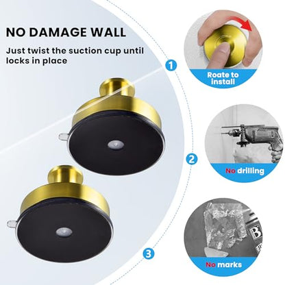 JOMOLA Suction Cup Shower Hooks Bathroom Towel Hooks Suction Hook for Inside Shower Stainless Steel Coat Hooks Wall Mounted,Gold,2PCS - color: Gold