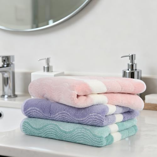 Microfiber Bathroom Hand Towels, 16 x 31 Inch, 3Pack | Ultra Soft, Makeup Remover Cloth, Face Cleansing Towel - color: Assort1x3