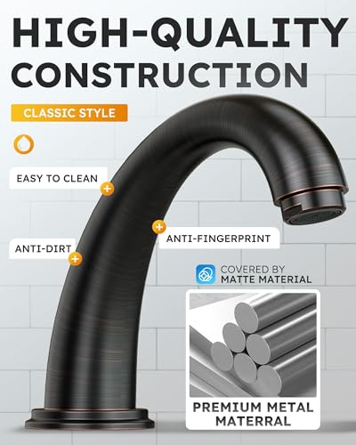 WOWOW Widespread Bathroom Faucet Oiled Rubbed Bronze Bathroom Sink Faucet 3 Hole Vanity Faucets 2 Handle Basin Faucet 8 Inch Mixer Tap with Pop Up Drain and Supply Hose - color: Oiled-Rubbed Bronze