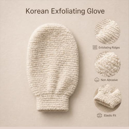 Korean Exfoliating Hemp Glove & Konjac Body Sponge Set. Deep Exfoliating Soft Body Scrubber Glove & Konjac Body Sponge, Dead Skin Remover for Keratosis Pilaris, 100% Vegan